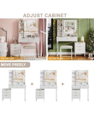 Makeup Vanity Set with LED Mirror - 5 Drawers, 3 Color Modes