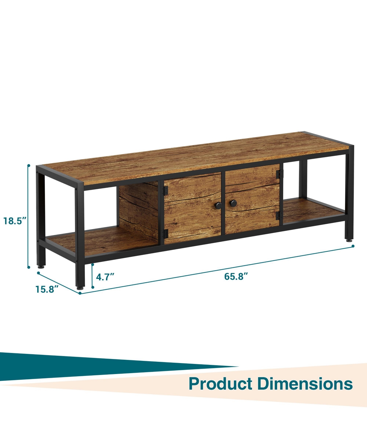 gaomon 65" Wooden Farmhouse Tv Stand for Bedroom, Fits 75" TVs, Cabinet with Open Storage Shelves