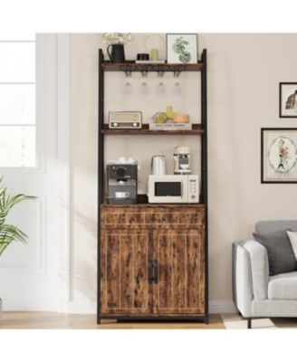 Industrial Tall Kitchen Storage Baker Rack with Drawer and Cabinet