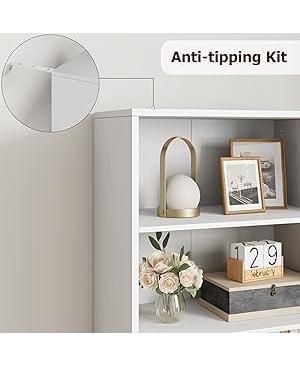 6 Tiers Bookshelf With Storage,72”Tall Modern Storage Bookcase with Adjustable Shelves&Drawers,Wooden Display Cabinet Set