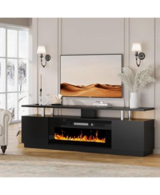Fireplace TV Stand for 70" TV with 36" Fireplace Heater, Entertainment Center with Cabinets & Shelves, Media Console