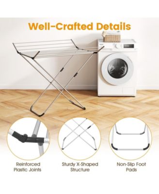Folding Aluminum Clothes Drying Rack with 2 Side Wings, Laundry Airer