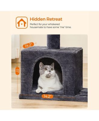 26.4-Inch Cat Tower with 2 Cat Caves, Scratching Posts, Compact Indoor Cat Tree