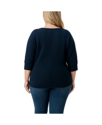 Plus Size 3/4 Dolman Sleeve Curved Hem Top