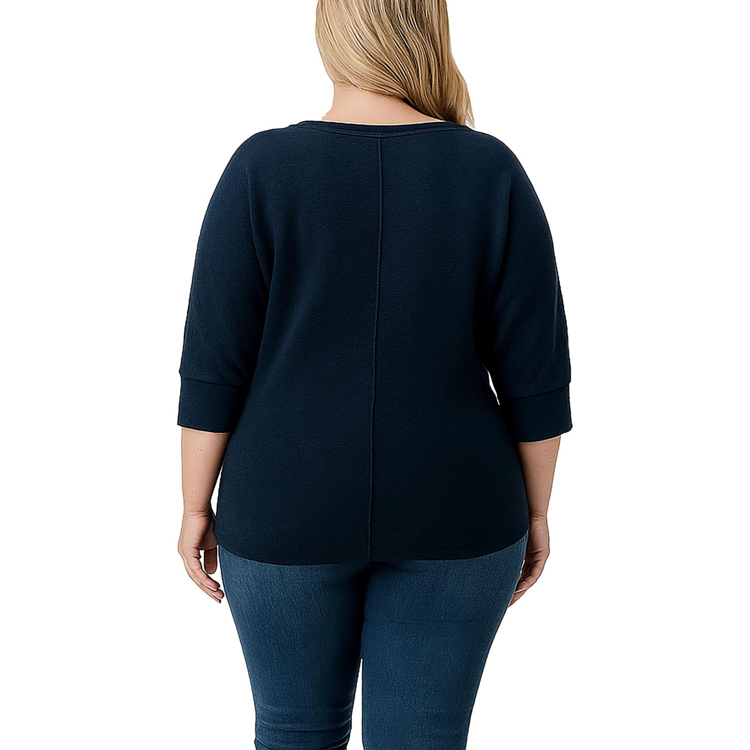 Plus Size 3/4 Dolman Sleeve Curved Hem Top