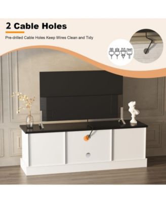 Farmhouse Rustic Wood TV Stand for 65 Inch TVs, Entertainment Center with Storage Cabinets Modern Console