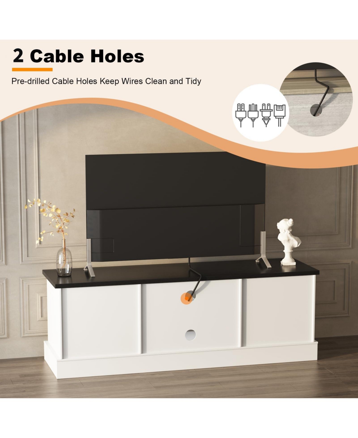 gaomon Farmhouse Rustic Wood Tv Stand for 65 Inch TVs