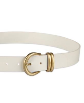 Women's Double Metal Loop Leather Belt