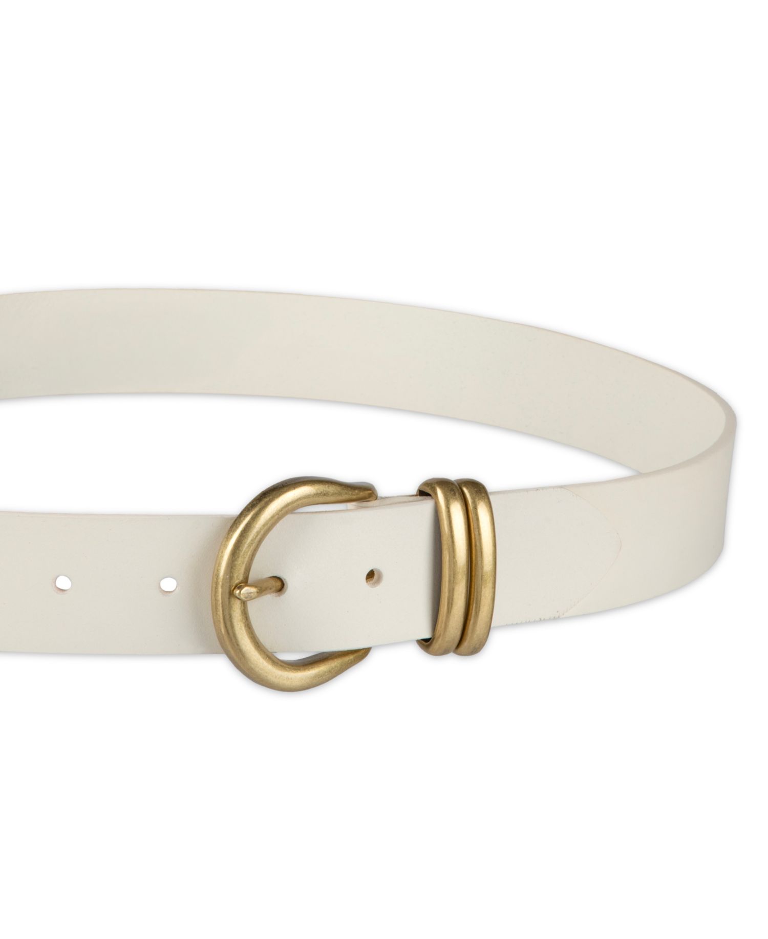 Women's Double Metal Loop Leather Belt