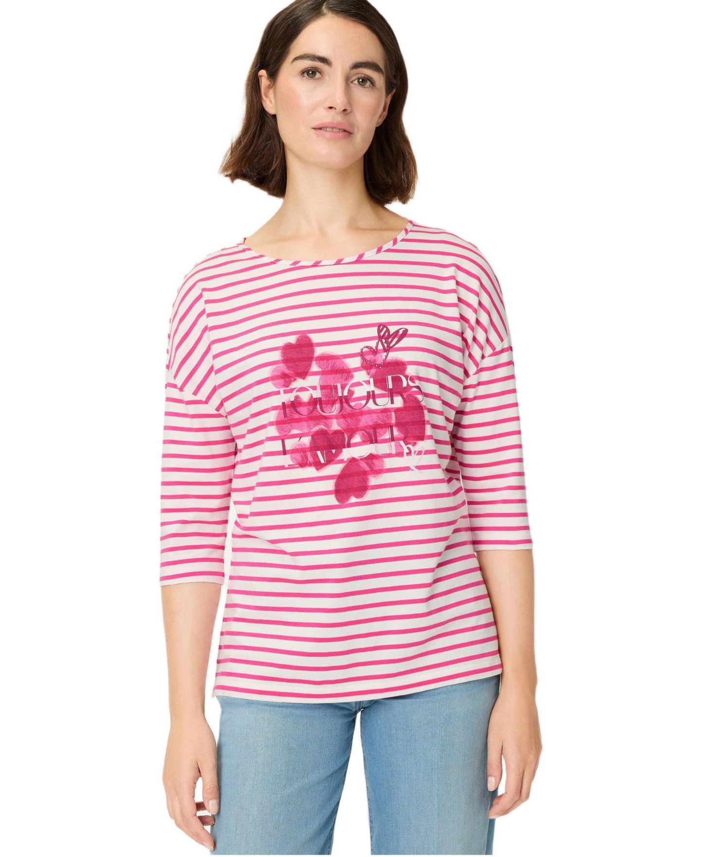 Женская футболка Olsen Stripe and Hearts Print — фото 1