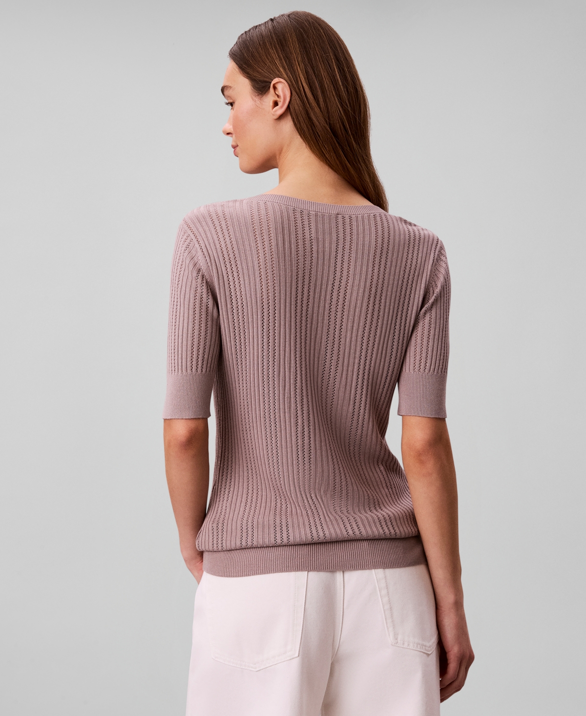 Calvin Klein Women's Gauge Short-Sleeve Sweater