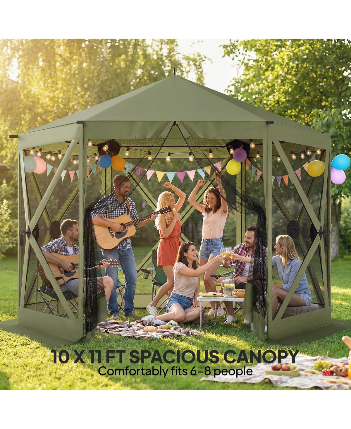 Outsunny 10 x 11 ft Pop Up Gazebo Screen Tent, Inst Camping Canopy