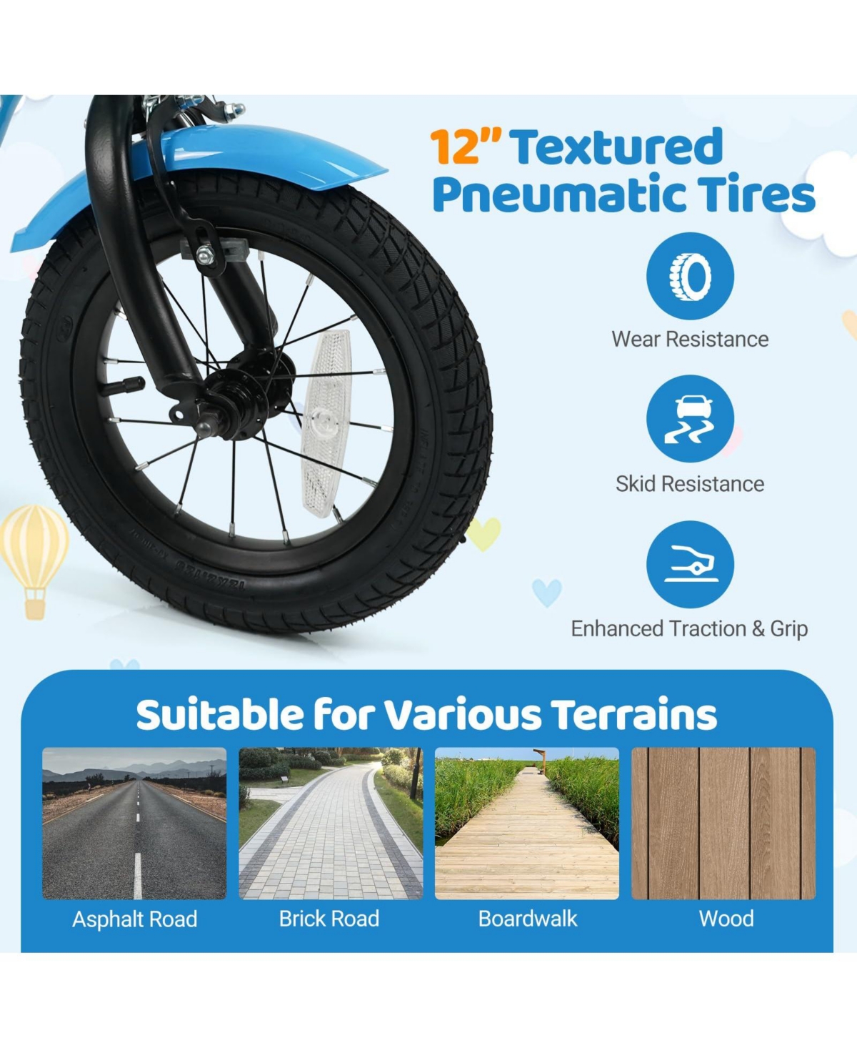 Mecale 12 Inch Kids Bike with Training Wheels and Basket Green Color-12