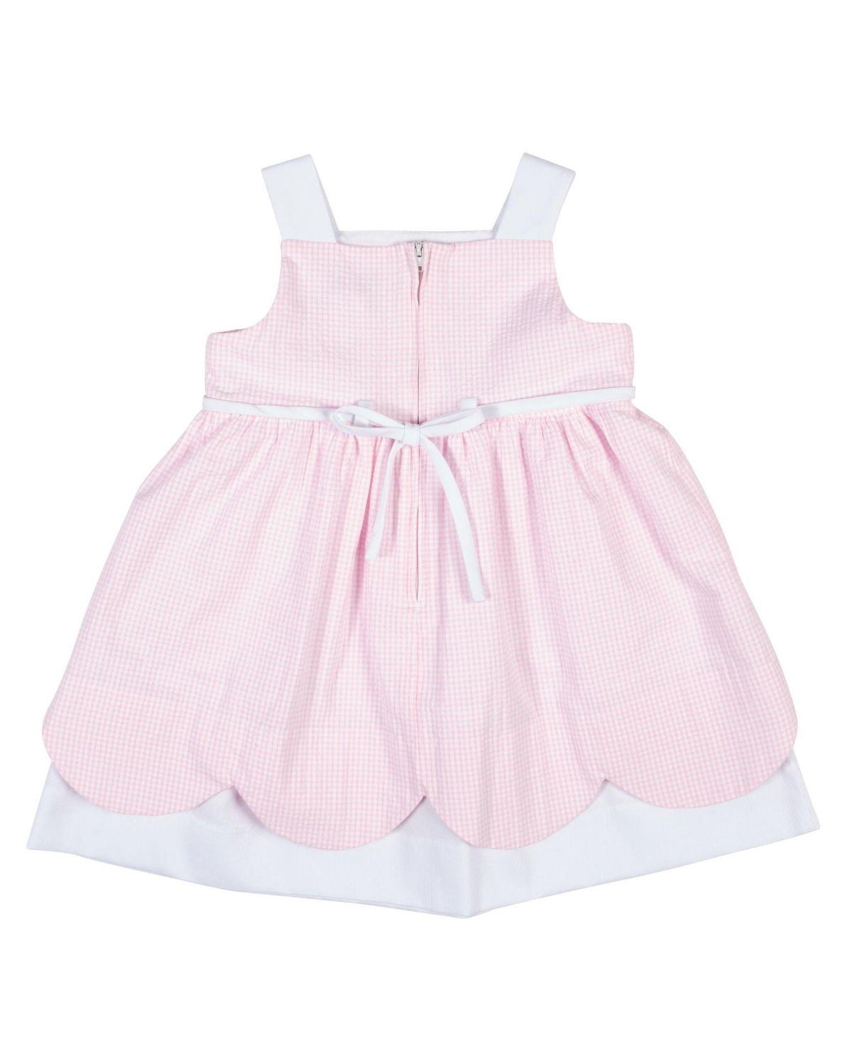 Florence Eiseman Toddler Girls Seersucker Check Dress with Flowers & Bunny