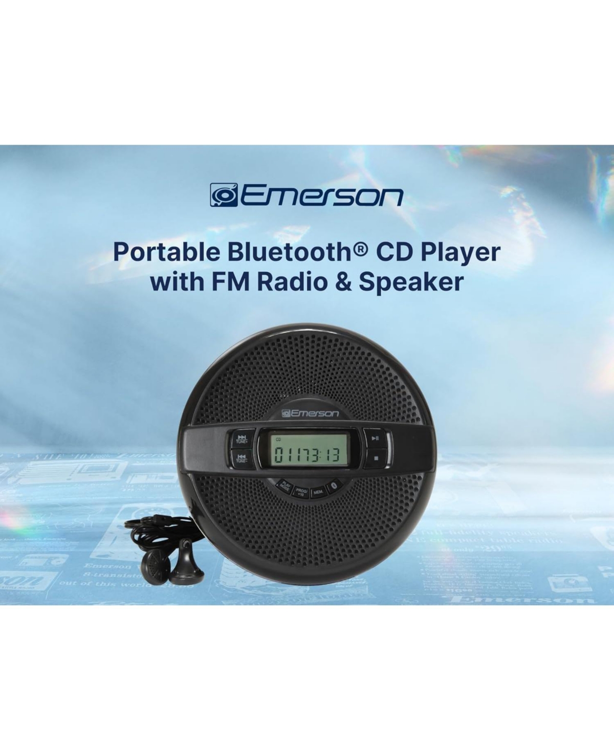 Emerson Epcd-2000 Portable Bluetooth Cd Player with Fm Radio and Built-in Speaker