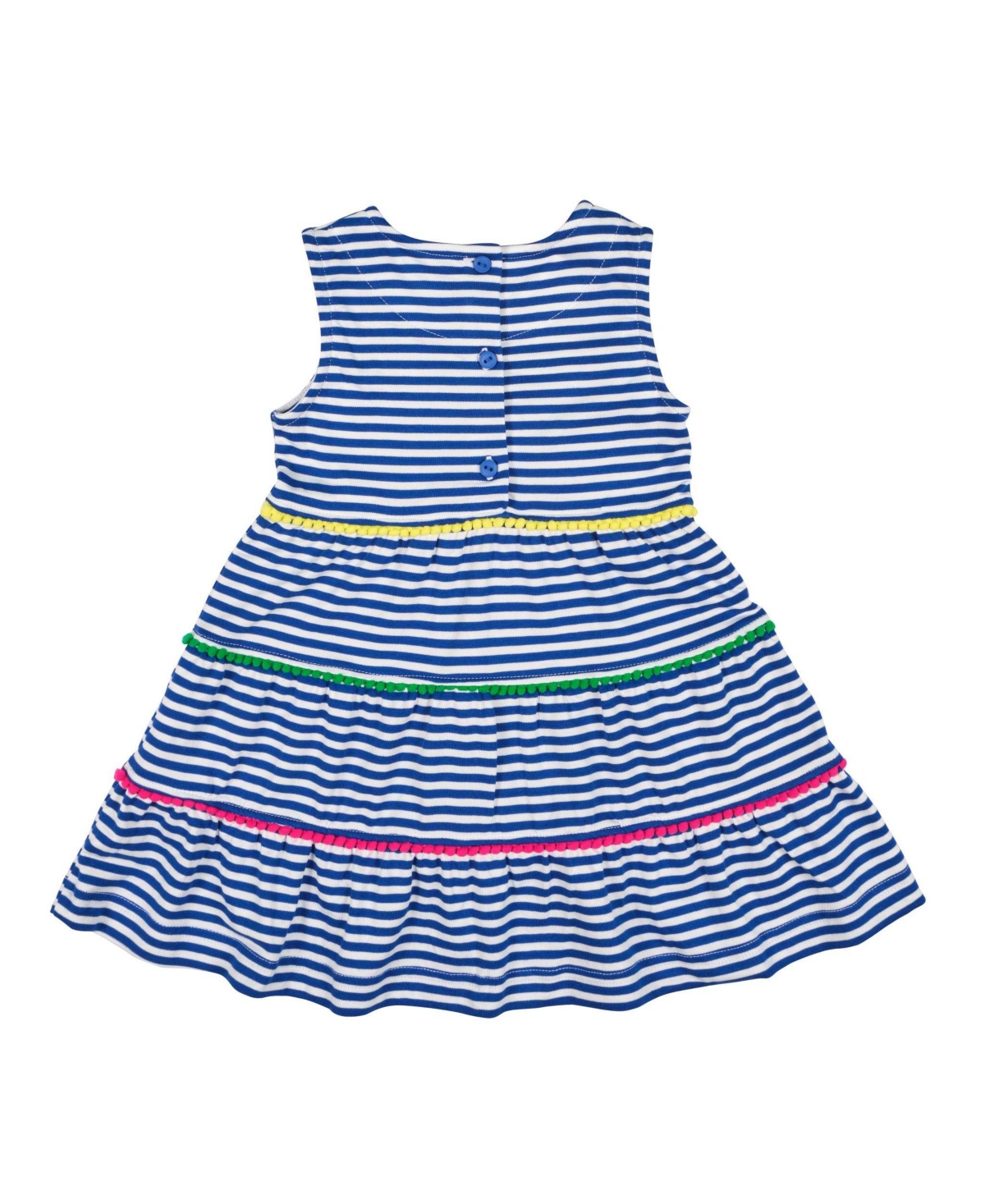 Florence Eiseman Toddler Girls Stripe Knit Dress With Pom Poms & Flowers