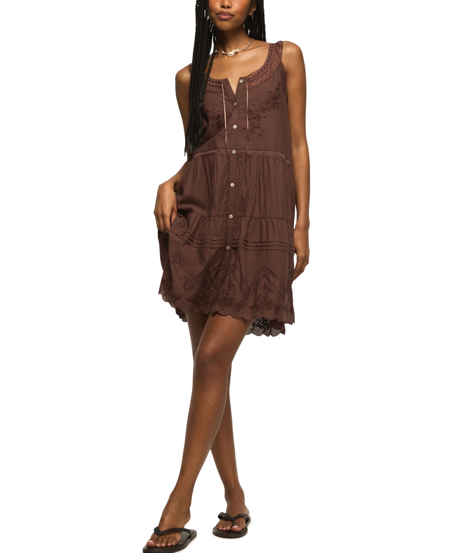 Women's Embroidered Drop Waist Mini Dress