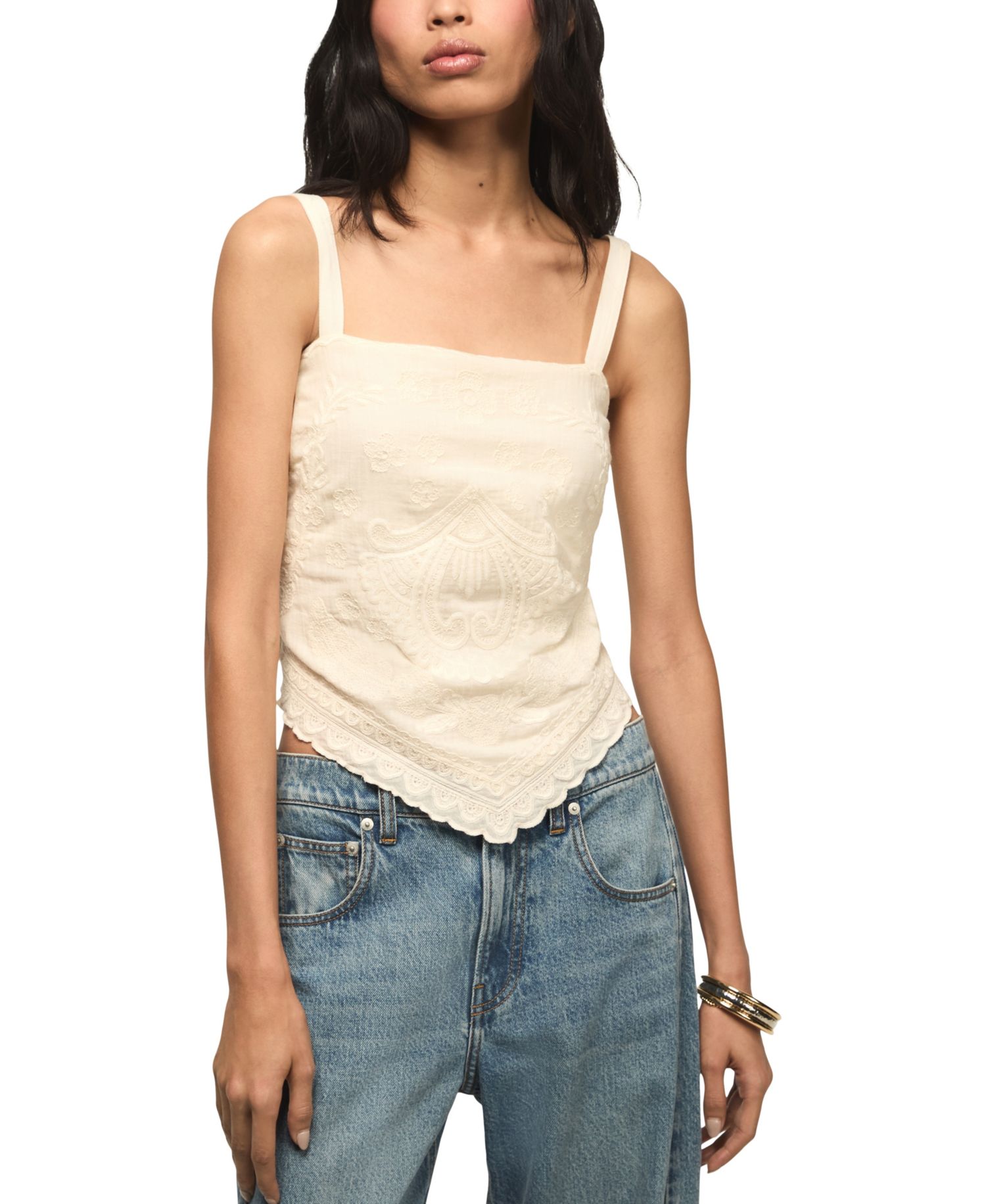 Women's Festival Embroidered Square Neck Top