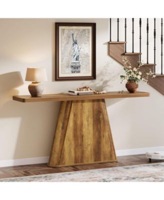 63-Inch Long Entryway Table, Wooden Sofa Table Behind Couch, Farmhouse Console Furniture for Entrance, Hallway, Foyer, Living Room