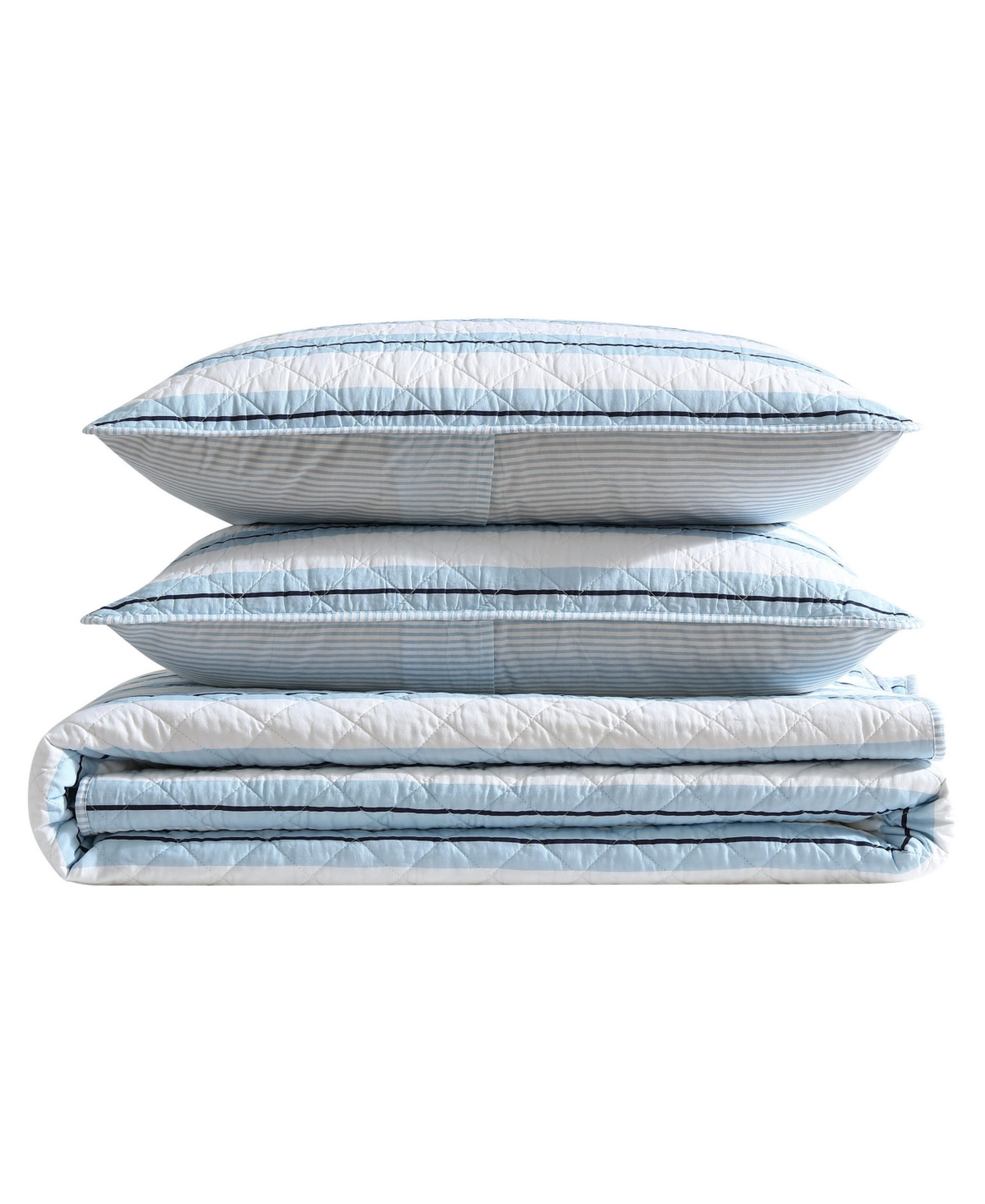 Nautica Tim Stripe Cotton Reversible 3-Pc. Quilt Set, King