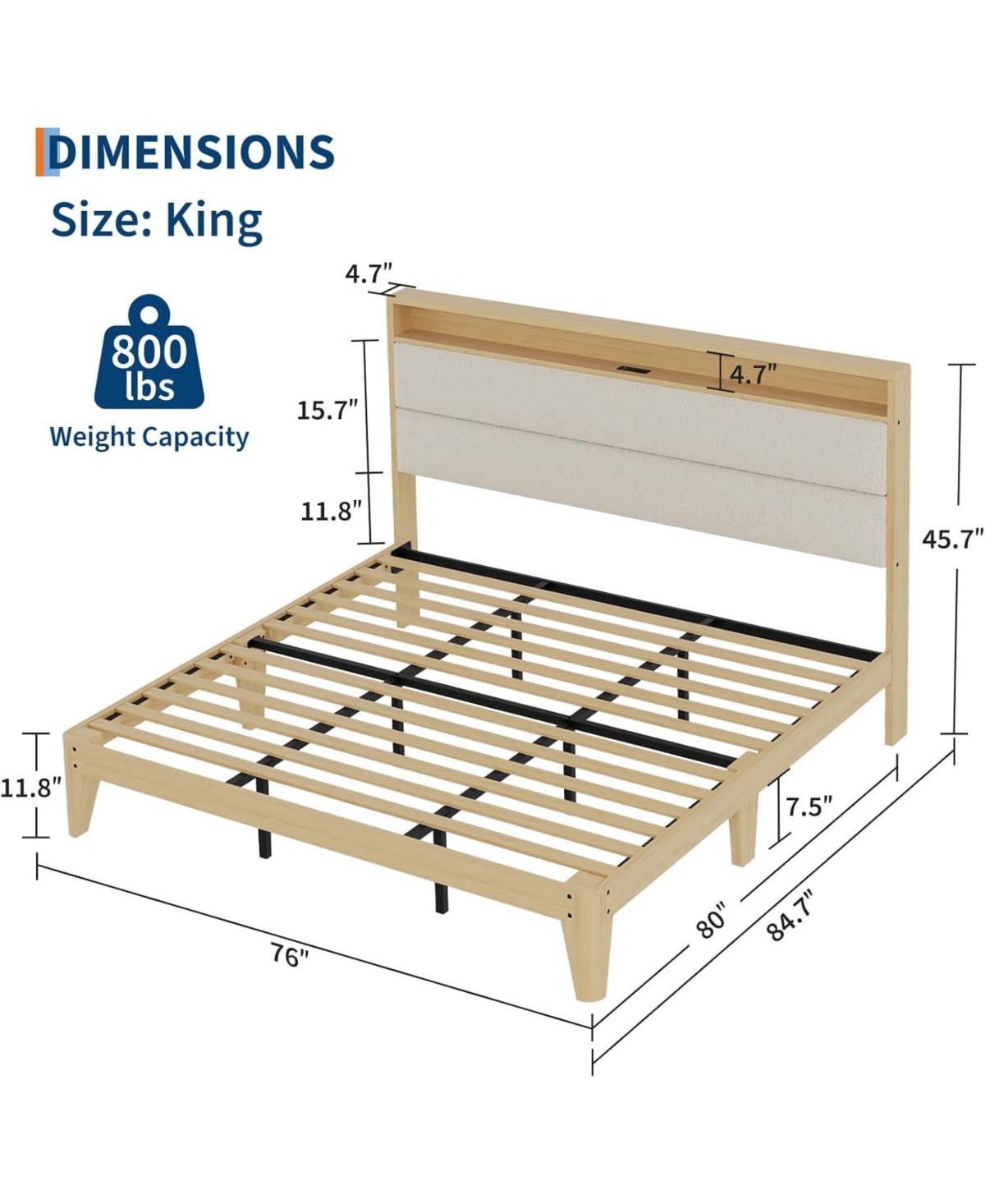 gaomon Bed with Storage Headboard