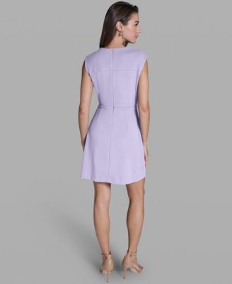 Women's Crepe Square Neck Button Front Two-Piece Dress