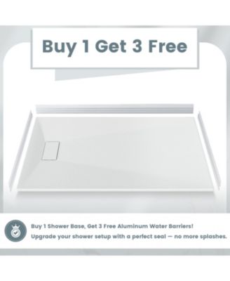 Wheelchair-Friendly Shower Base with Non-Slip Surface, Reversible Drain, SMC Cover and Flashing Kits