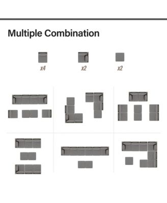 8 Piece Outdoor Sectional Sofa PE Rattan Patio Conversation Sets, All Weather Patio Furniture Set