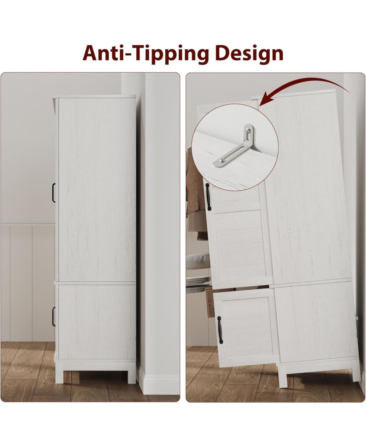 gaomon Armoire Wardrobe Closet with 4 Doors, 72 in Wooden Wardrobe Cabinet with Hanging Rod