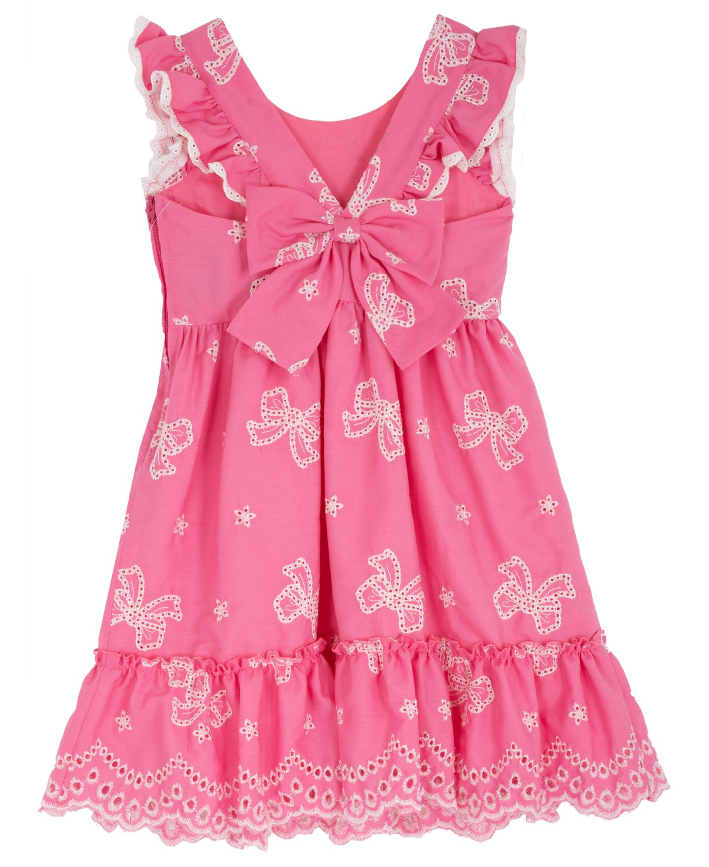Платье Rare Editions Cross Back Detail Bow Eyelet Dress для девочек, цвет: Розовый — фото 5
