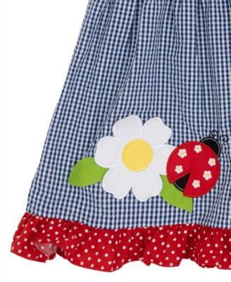 Girls' 2T-6X Navy Flower Seersucker Dress