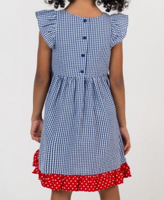 Girls' 2T-6X Navy Flower Seersucker Dress