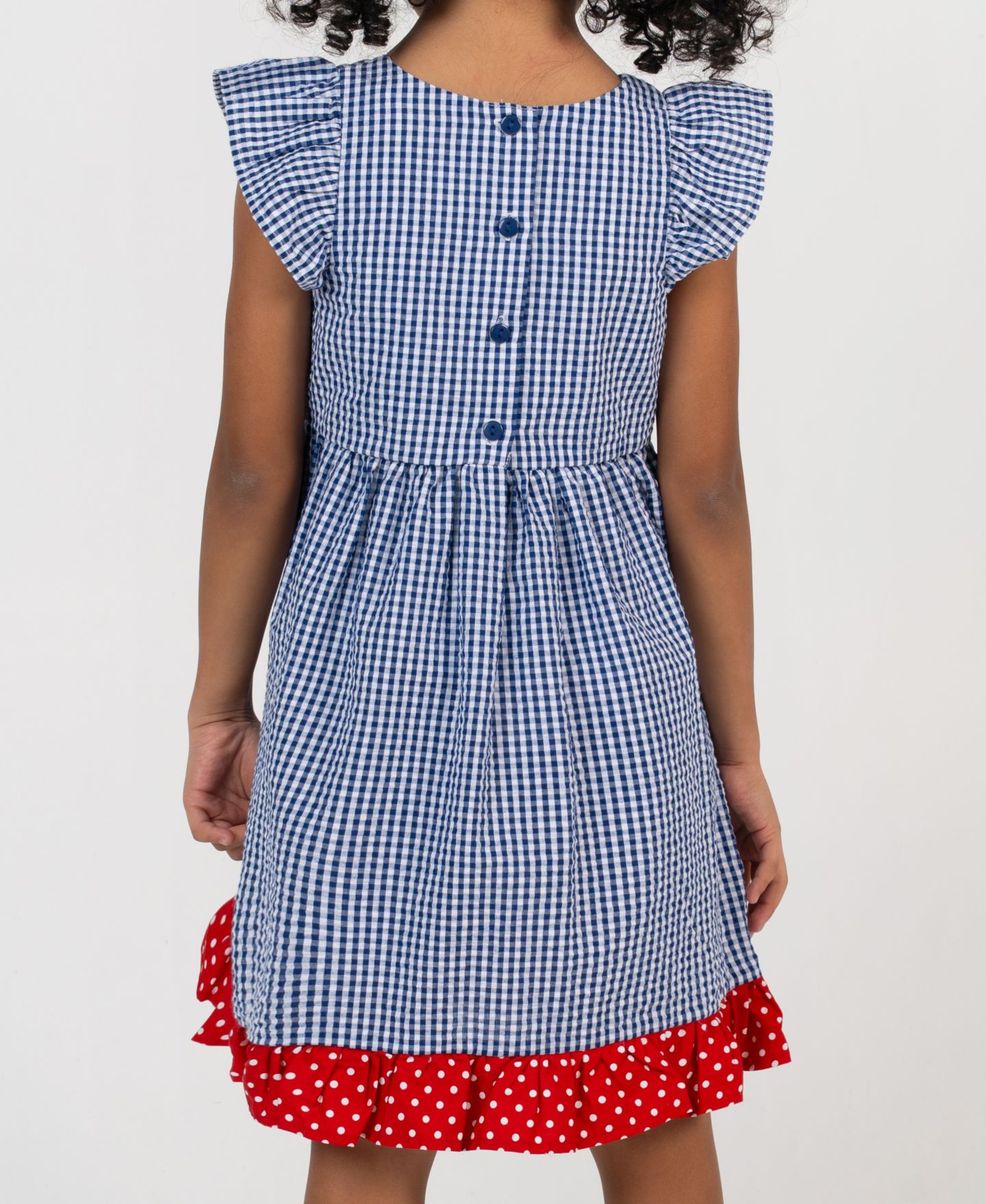 Платье Rare Editions Navy Flower Seersucker Dress для девочек, цвет: Тёмно-синий — фото 3
