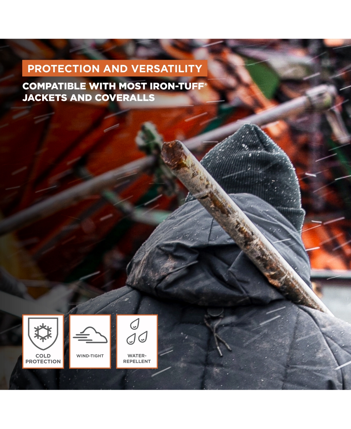 RefrigiWear Men's Iron-Tuff Snap-On Hood - Durable Winter Hood for Extreme Cold Weather Protection