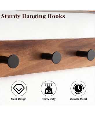 Walnut Wood Shelf & Hooks Organizer for Entryway