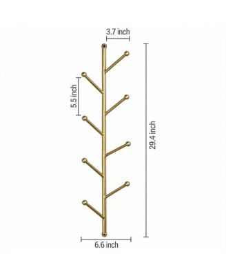 8-Branch Wall Mounted Metal Coat Rack with Gold Finish for Hats, Coats, Bags