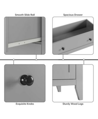 Grey 5 Drawer Dresser for Bedroom, Tall Dresser with Deep Drawers & Metal Knobs, Modern Wooden Chests of Drawers for Entryway