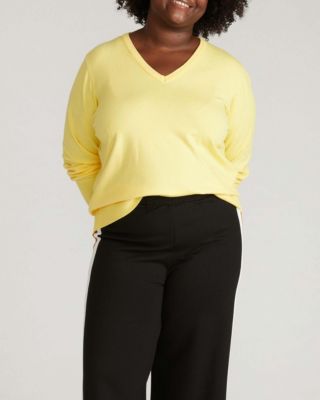 Plus Size Savvy Fine Knit V Sweater