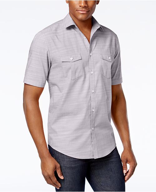 Alfani Men's Warren Textured Short Sleeve Shirt, Created for Macy's ...