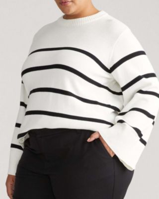 Plus Size Wide Sleeve Cotton Sweater