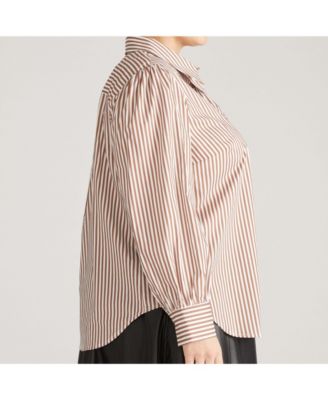Plus Size Janet Tie-Neck Cotton Poplin Shirt