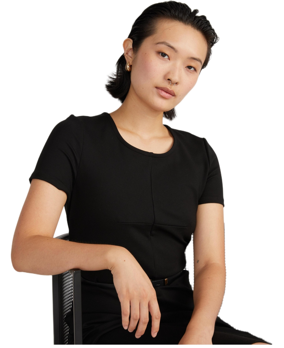 Universal Standard Plus Size Executive Short-Sleeve Ponte Dress - Black