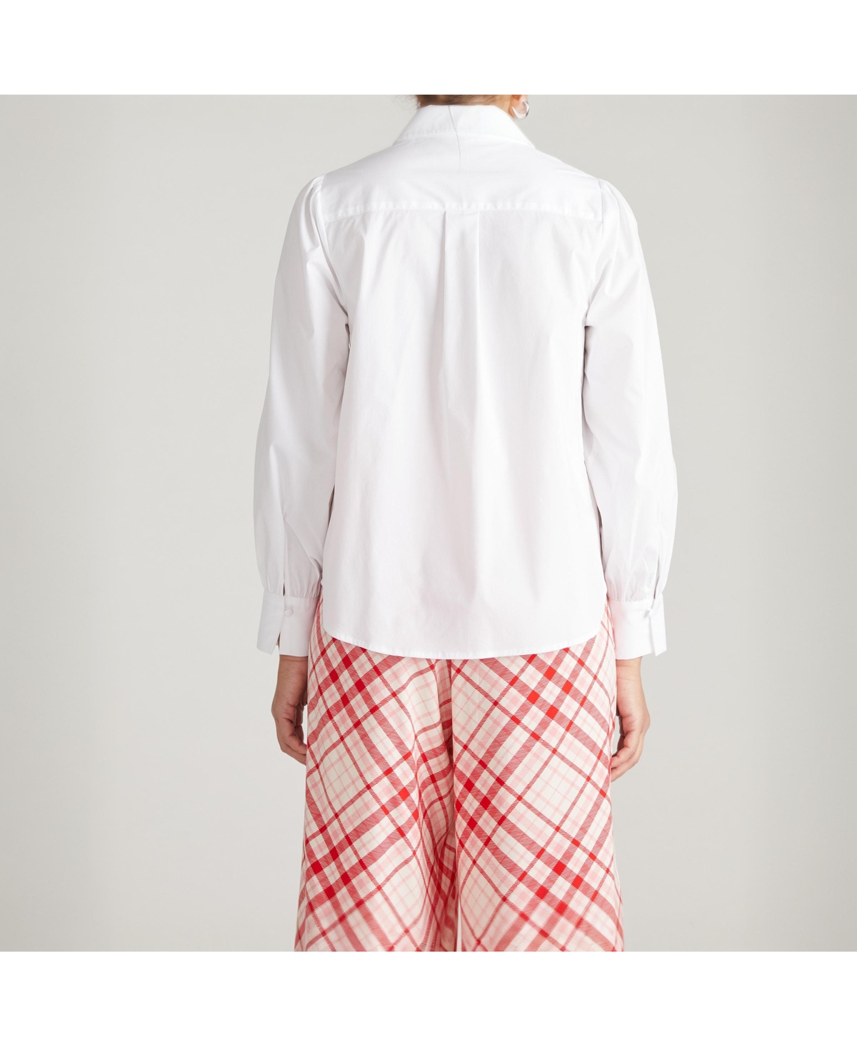 Universal Standard Plus Janet Tie-Neck Cotton Poplin Shirt