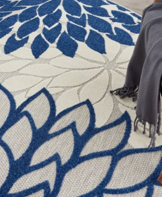 Aloha ALH05 Ivory and Navy 7'10" Round Rug