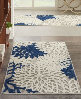 Aloha ALH05 Ivory and Navy 2'8" x 4' Outdoor Area Rug