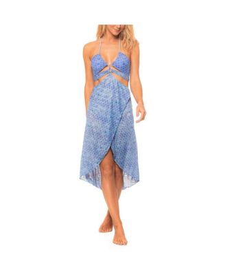 Women's Mesh Halter Cut-out High-Low Dress Cover-up