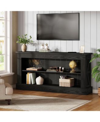 63-Inch Long Console Table for Entryway, Narrow Farmhouse Sofa Table with Shelves