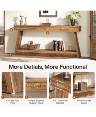 Farmhouse Console Table, Wood 70.9 Inch Extra Long Entryway Table with Storage, Narrow Long Sofa Tables Behind Couch