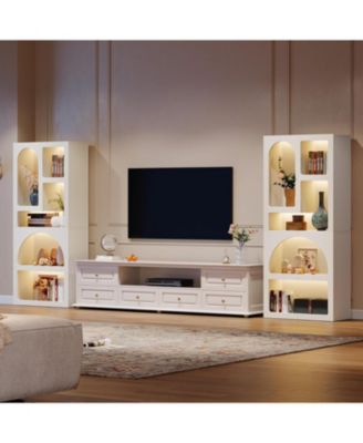 70.87" Tall Geometric Bookcase Set of 2, Arched Bookshelf with 5 Irregular Storage Shelves, Open Art Decor Display Shelf for Living Room