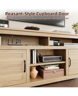 63" Rustic Farmhouse TV Stand for 70" TVs, Media Console with Height-Adjustable Shelves